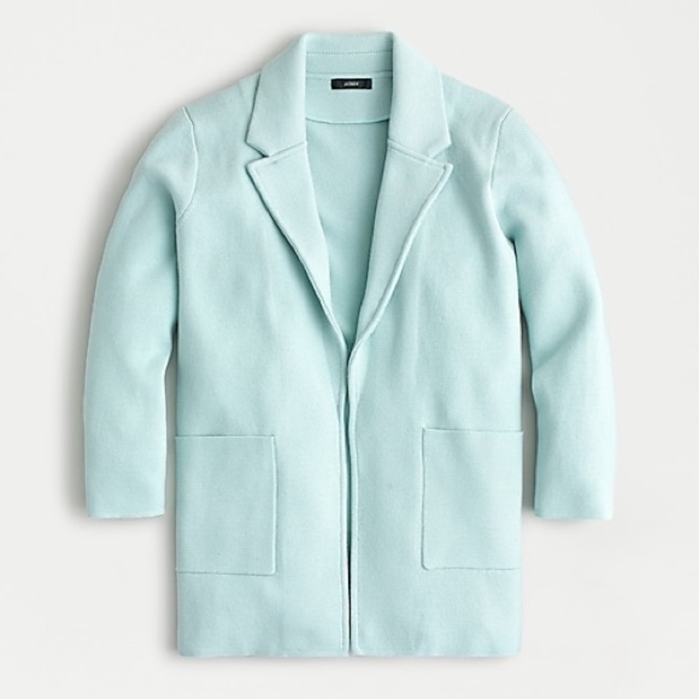 J Crew Sophie open-front sweater-blazer mint